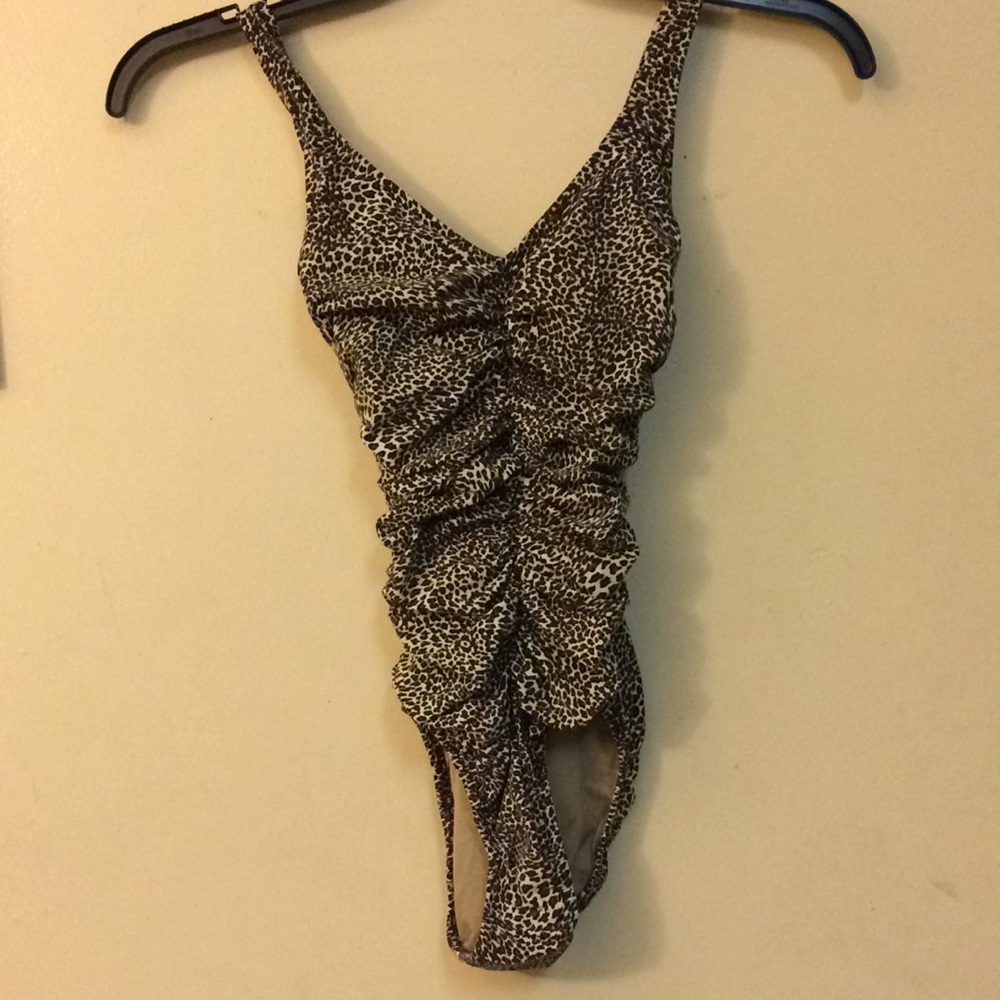 Leopard print one-piece bathing suit
